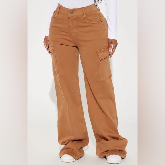 True That 90s Stretch Color Cargo Jeans - Brown - Picture 2 of 5